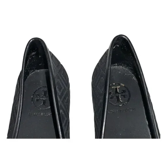 Women's Tory Burch Blossom Jelly Ballerina Flats Size 7 - Black - Picture 3 of 6